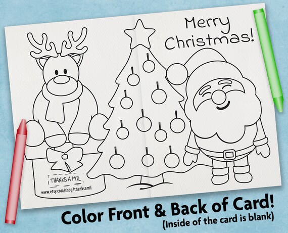 Linda tarjeta de navidad para colorear de santa tarjeta imprimible con sobre pãgina para colorear de navidad
