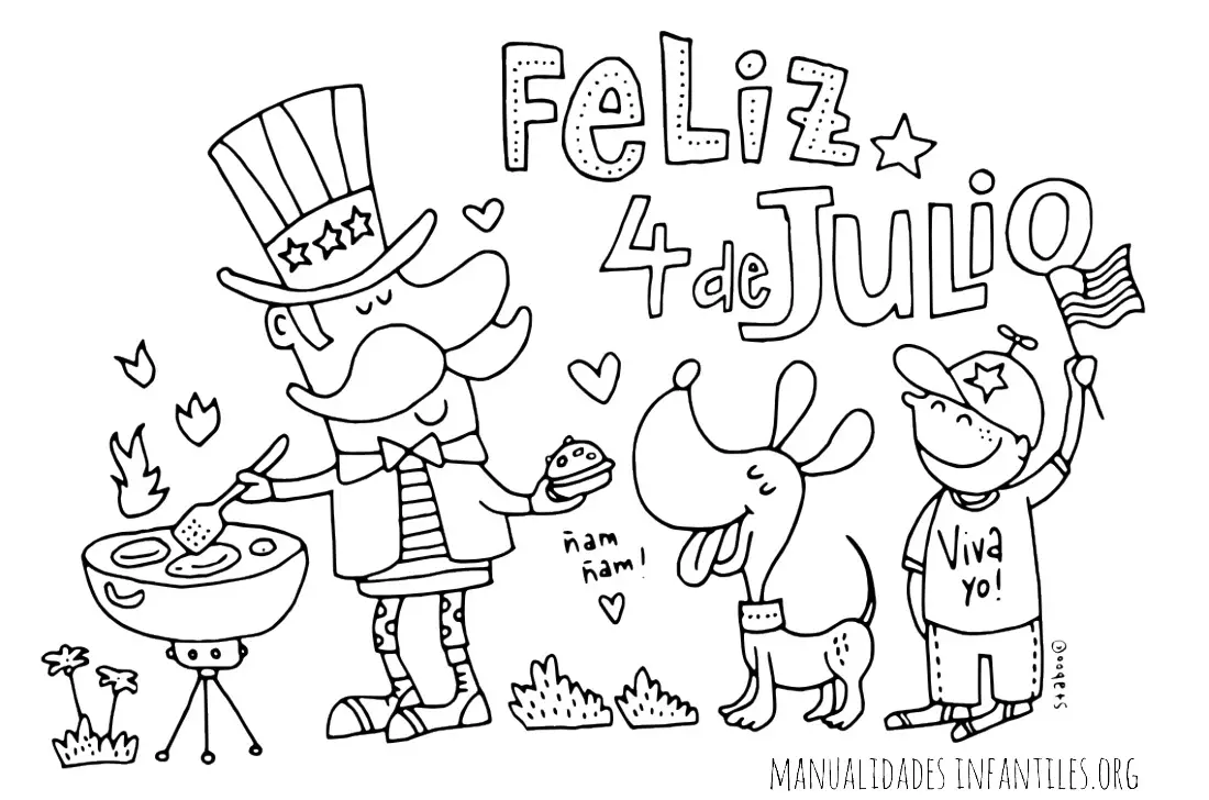 Tarjeta para el de julio barbacoa