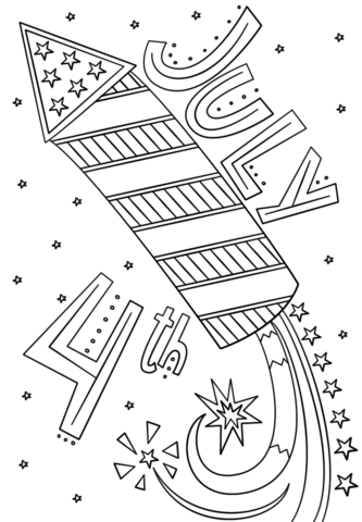 Dibujo de doodle de fuegos artificiales del de julio para colorear dibujos para colorear imprimir gratis