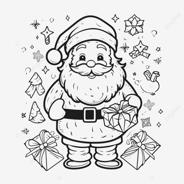 Libro o pãgina para colorear de navidad para niãos png dibujos ilustraciãn vectorial en blanco y negro de sobre navidad para colorear libro para colorear png imagen para dcarga gratuita