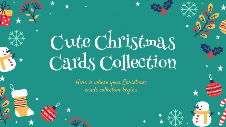 Tarjetas de navidad adorables tema de google slides y ppt