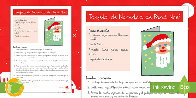 Manualidad tarjeta de papã noel navidad infantil