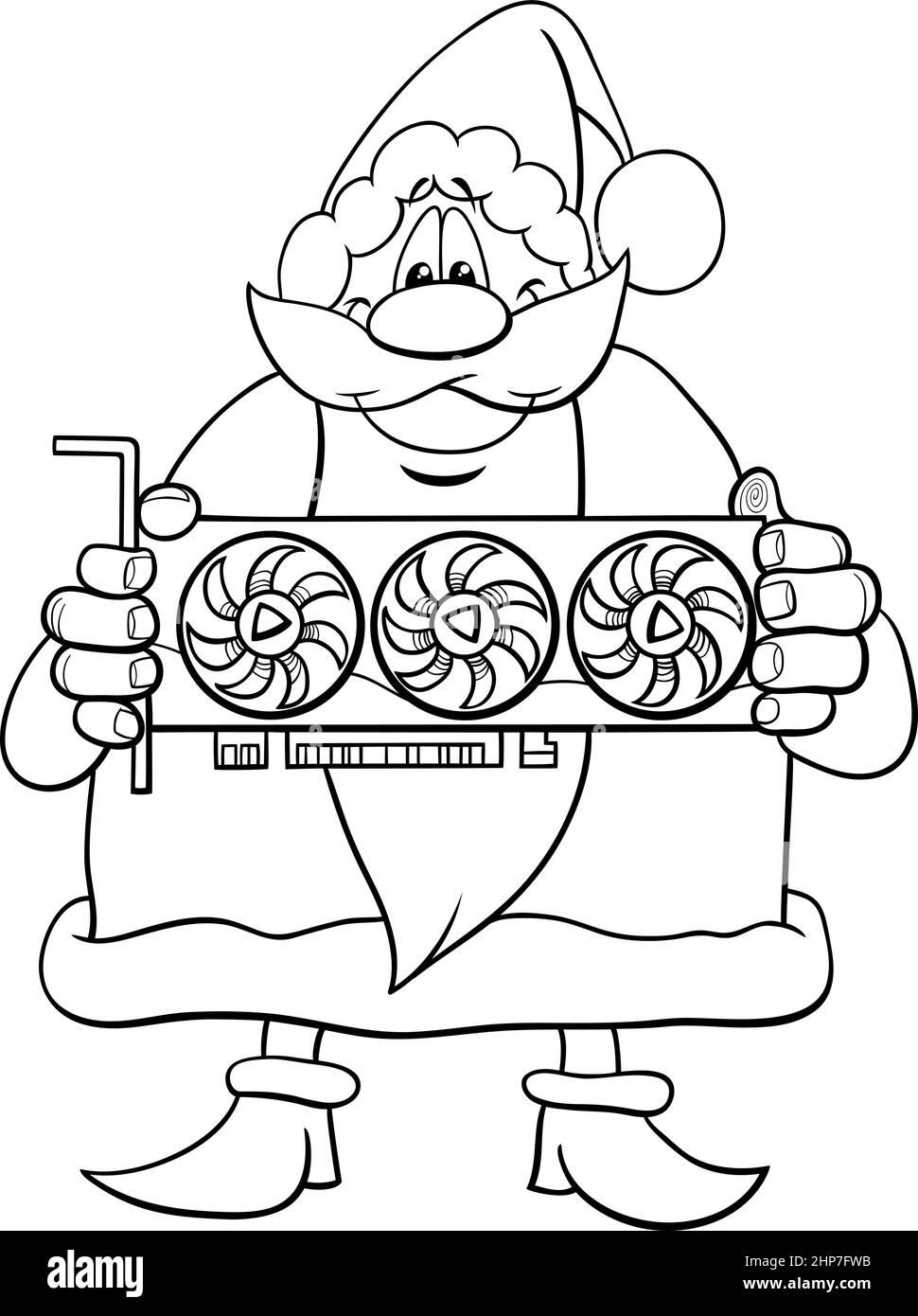 Vector illustration coloring page santa imãgen recortadas de stock