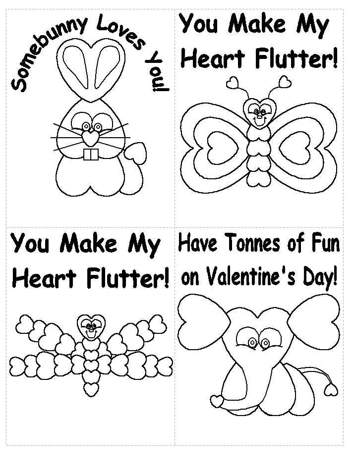 Fichas de inglãs para niãos cards san valentin