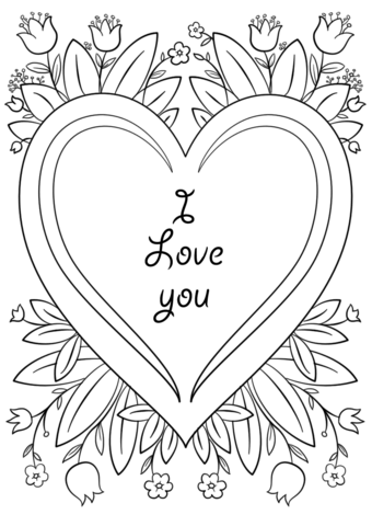 Dibujo de tarjeta de san valentãn te amo para colorear dibujos para colorear imprimir gratis