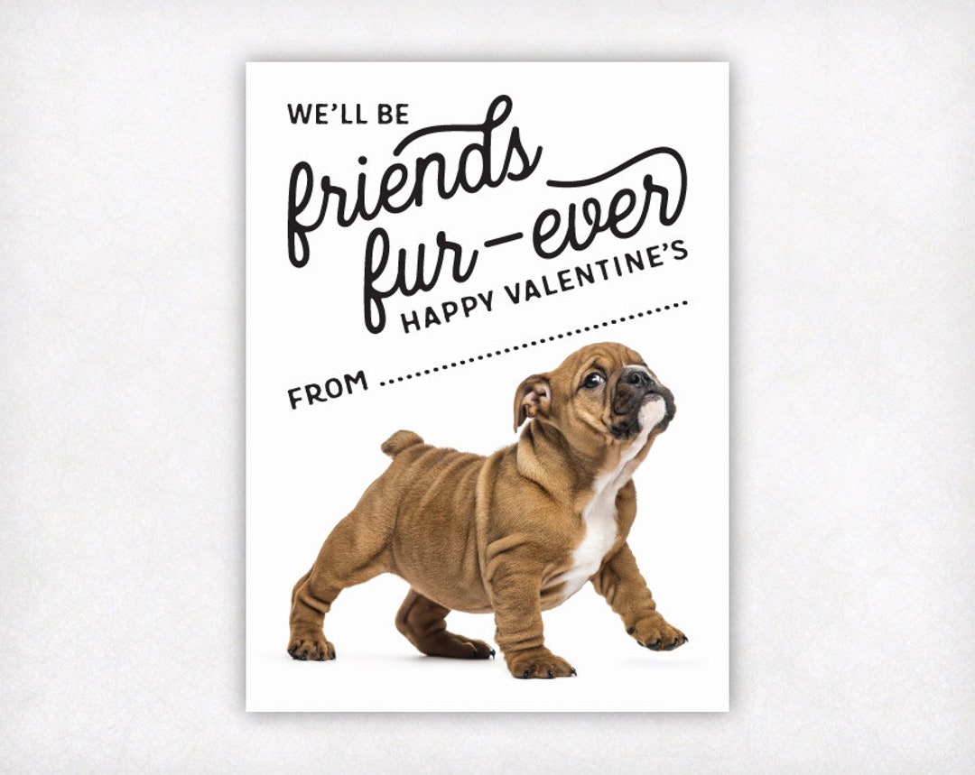 Tarjetas imprimibles del dãa de san valentãn del bulldog inglãs para niãos tarjeta de san valentãn del perro cachorro niãos niãas amigos fur