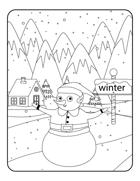 Navidad para colorear en invierno dãa de san valentãn para colorear para niãos pãgina para colorear de amor libro para colorear vector premium