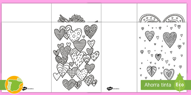 Tarjetas para imprimir y colorear mindfulness san valentãn
