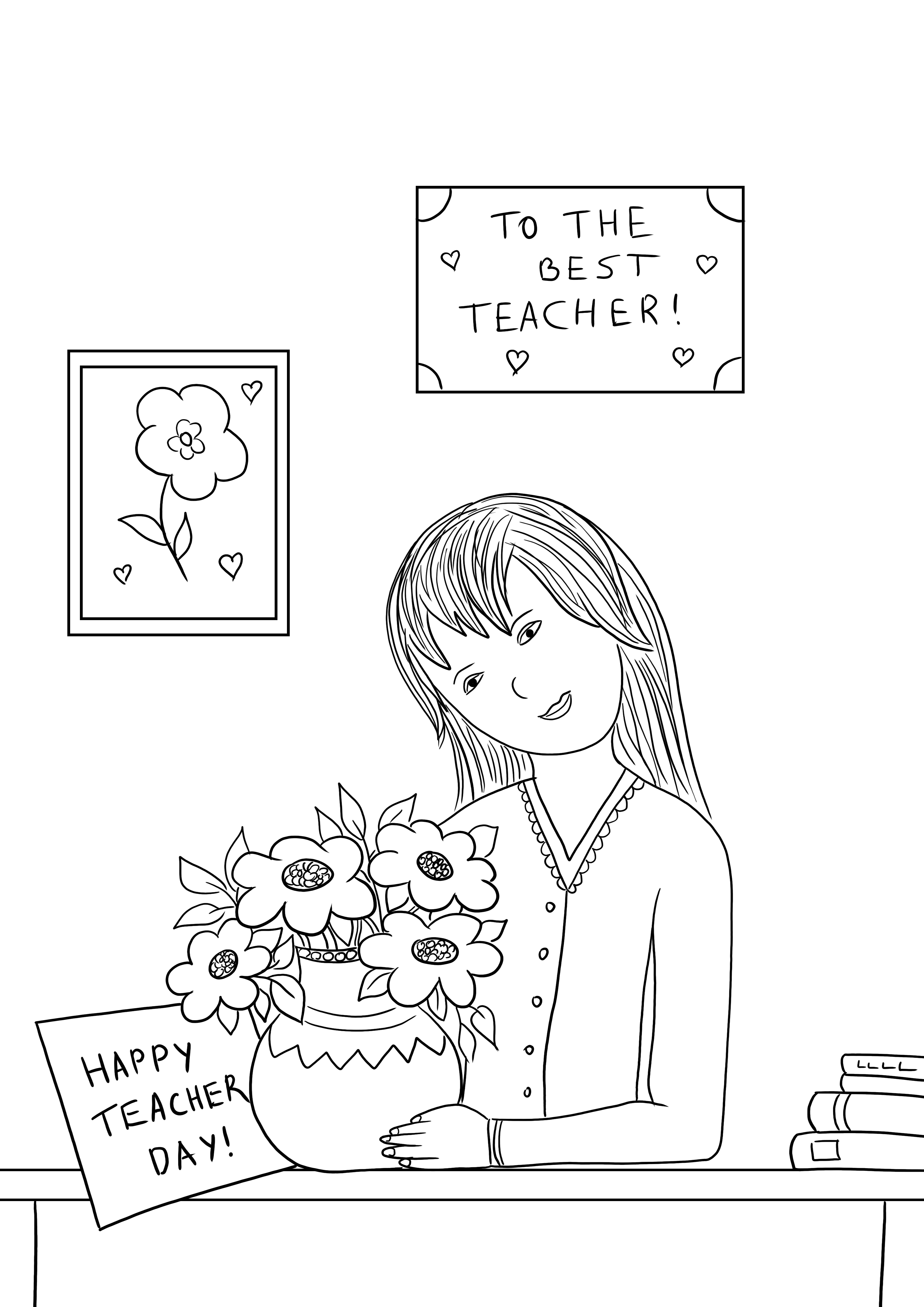 Nuestro dibujo para colorear de la tarjeta feliz dãa del maestro estã listo para ser descargado gratis
