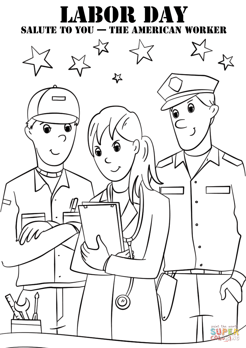 Dibujo de saludo del dãa del trabajo para usted el trabajador estadounidense para colorear dibujos para colorear imprimir gratis