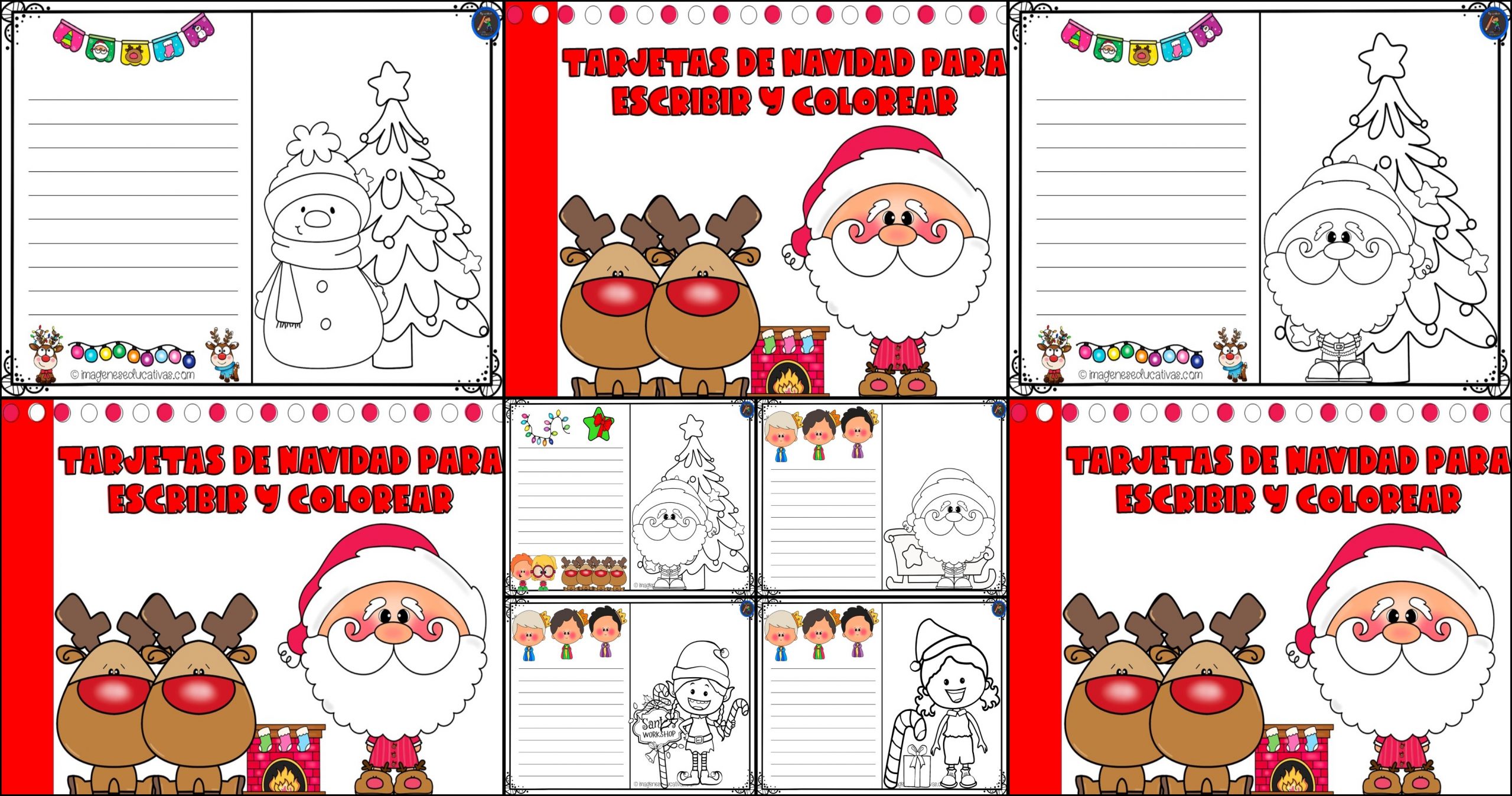 Tarjetas de navidad para escribir y colorear â imagenes educativas