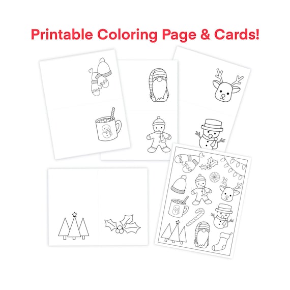 Pãgina para colorear imprimible y tarjetas de navidad