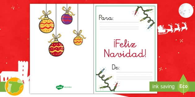 Tarjeta de felicitaciãn para imprimir feliz navidad