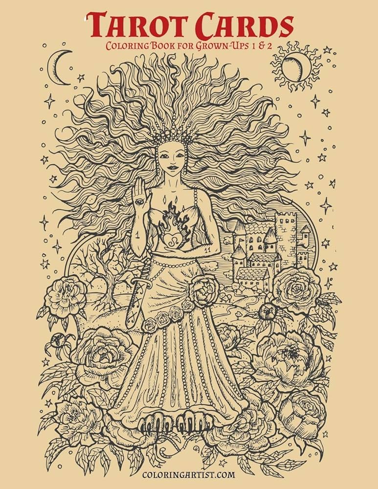 Tarot cards loring book for grown