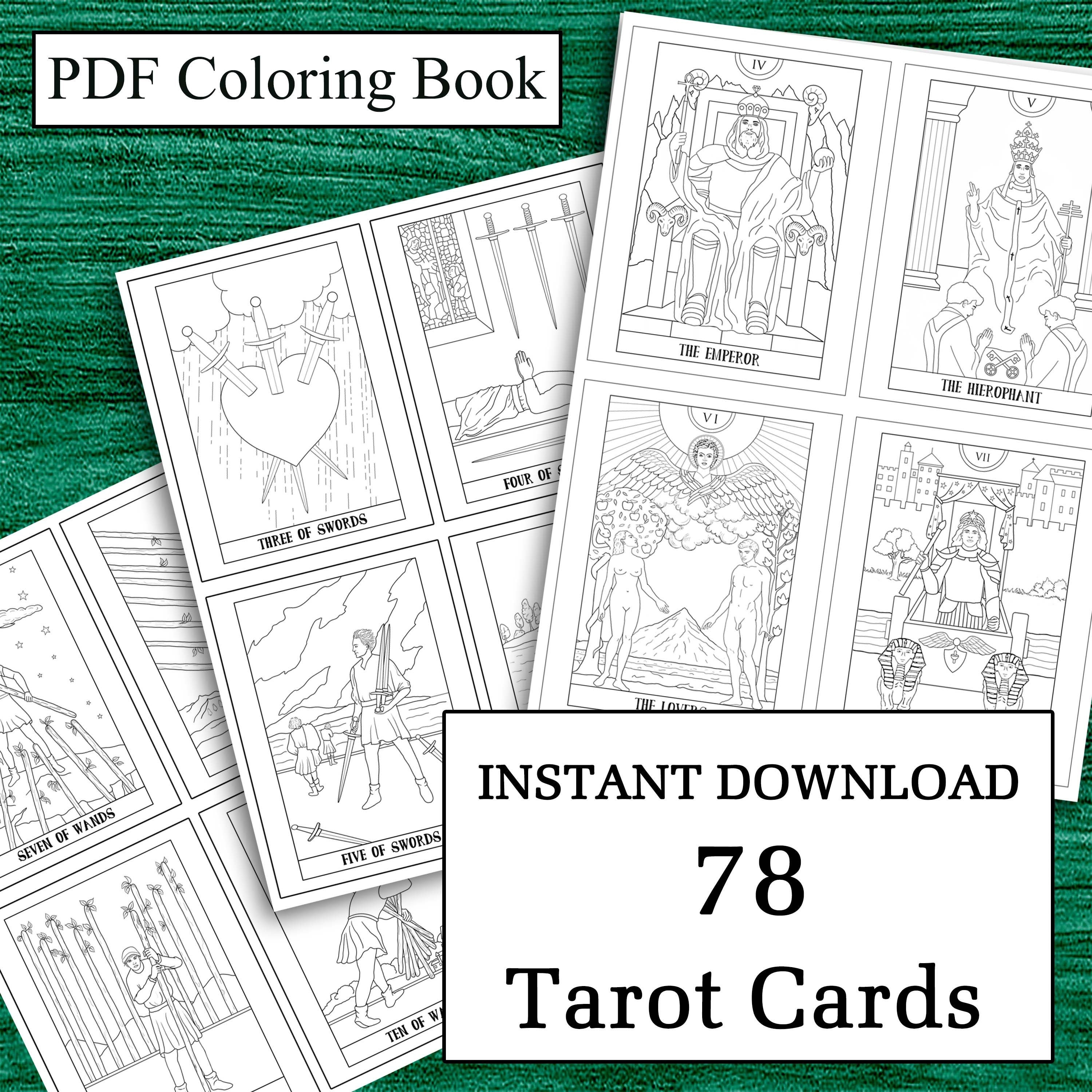 Color your own tarot cards pdf coloring book coloring pages instant download printable drawings i plete deck card i oracle