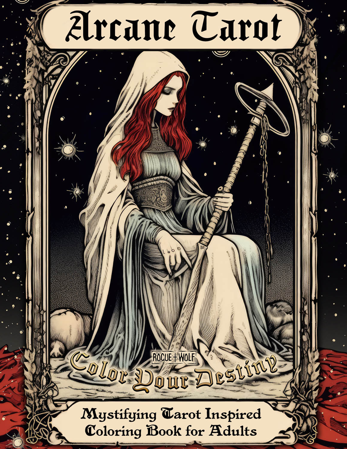 Arcane tarot a mystifying tarot coloring book for adults with victori â rogue wolf