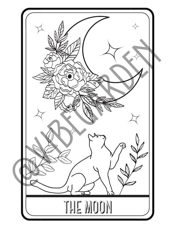 The moon tarot card coloring page