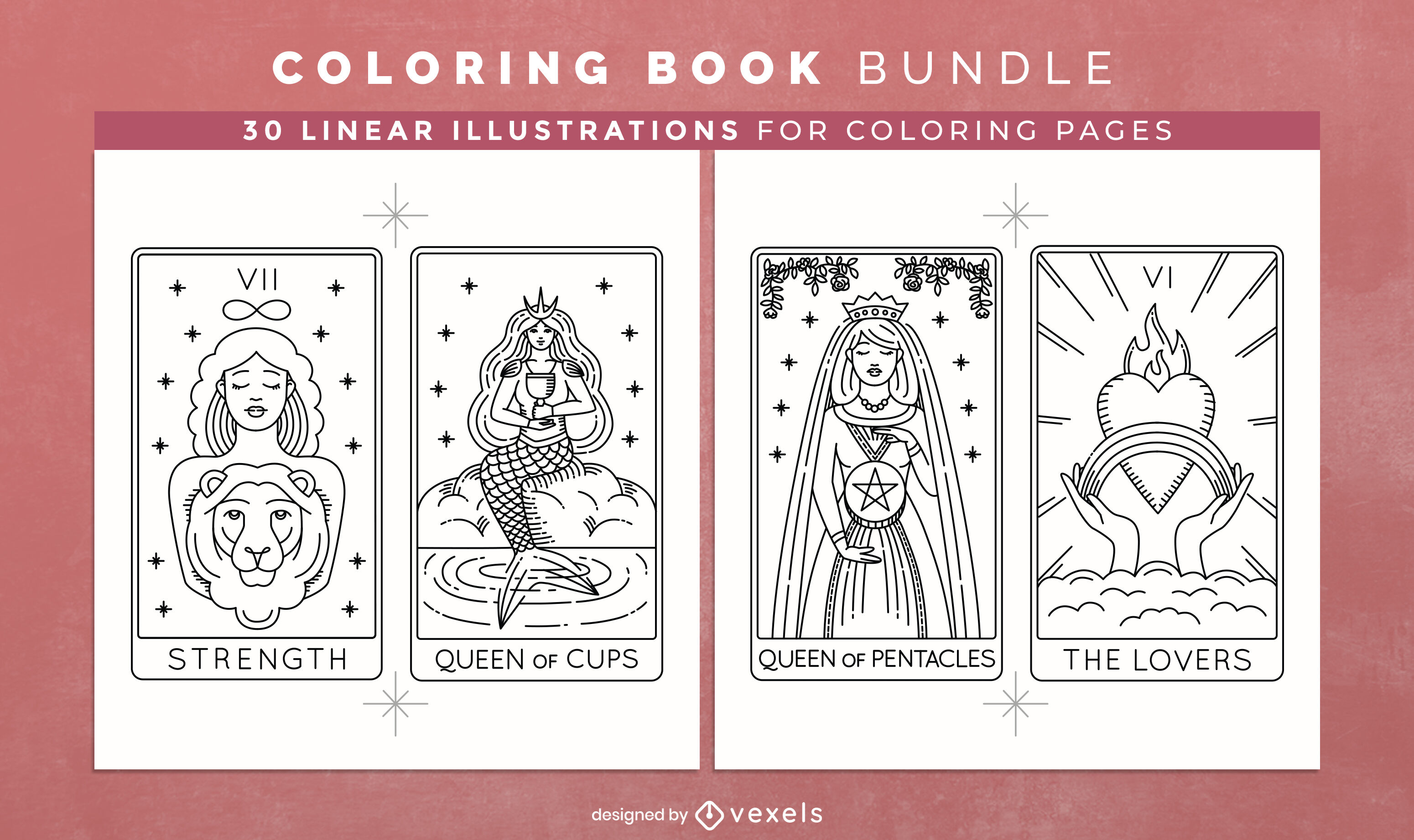 Tarot coloring book kdp interior design vector download