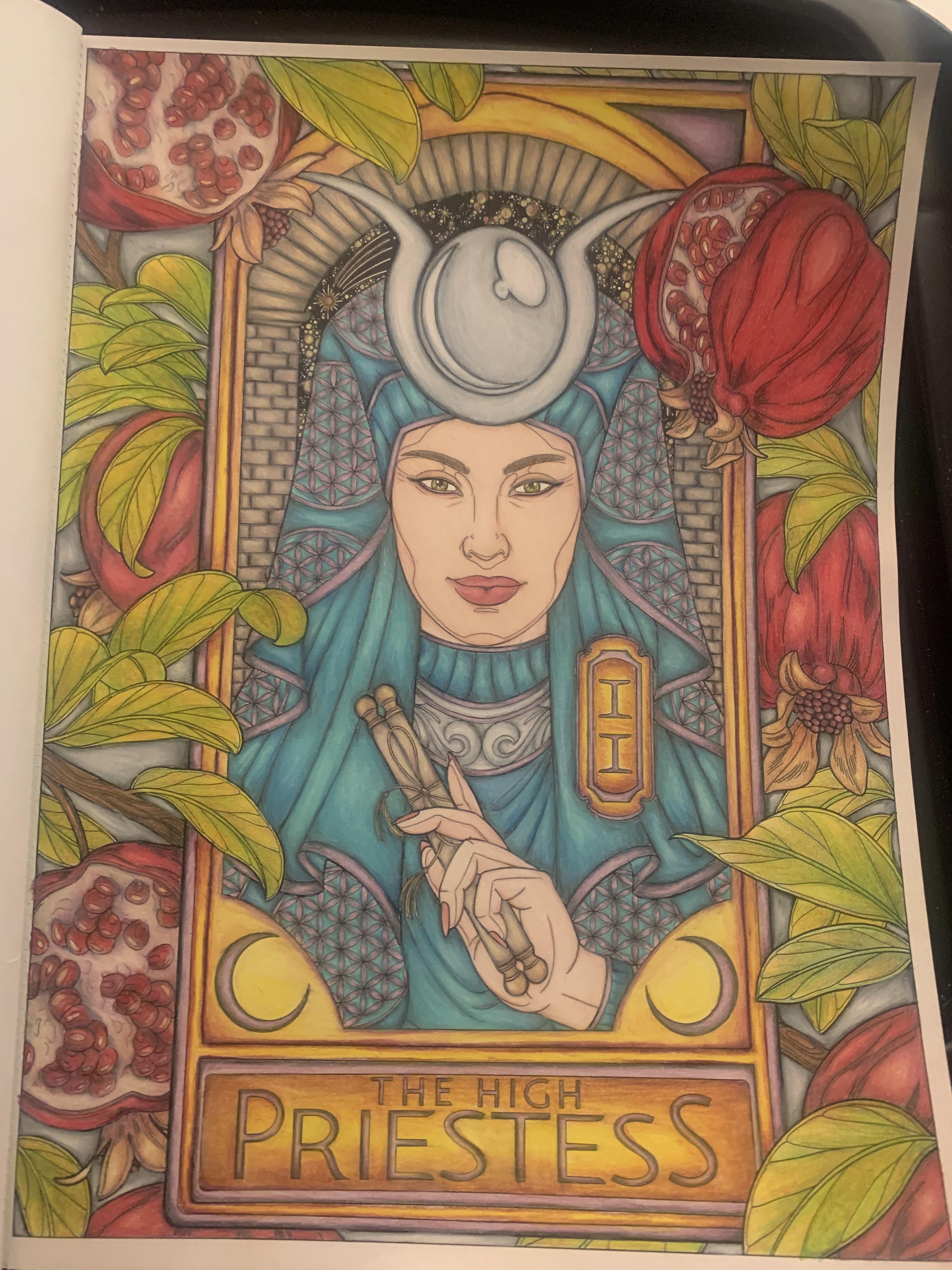 The high priestess tarot coloring book mostly prismacolor some luminance rcoloring