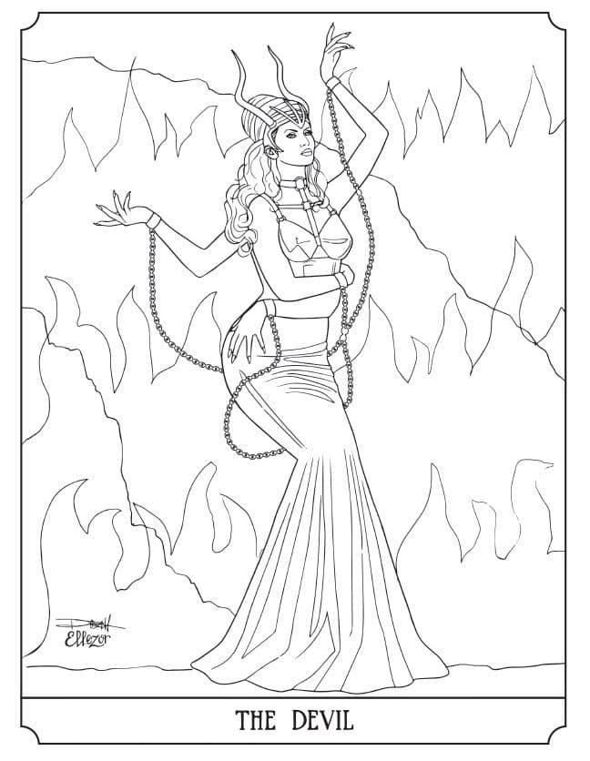 The devil tarot coloring page