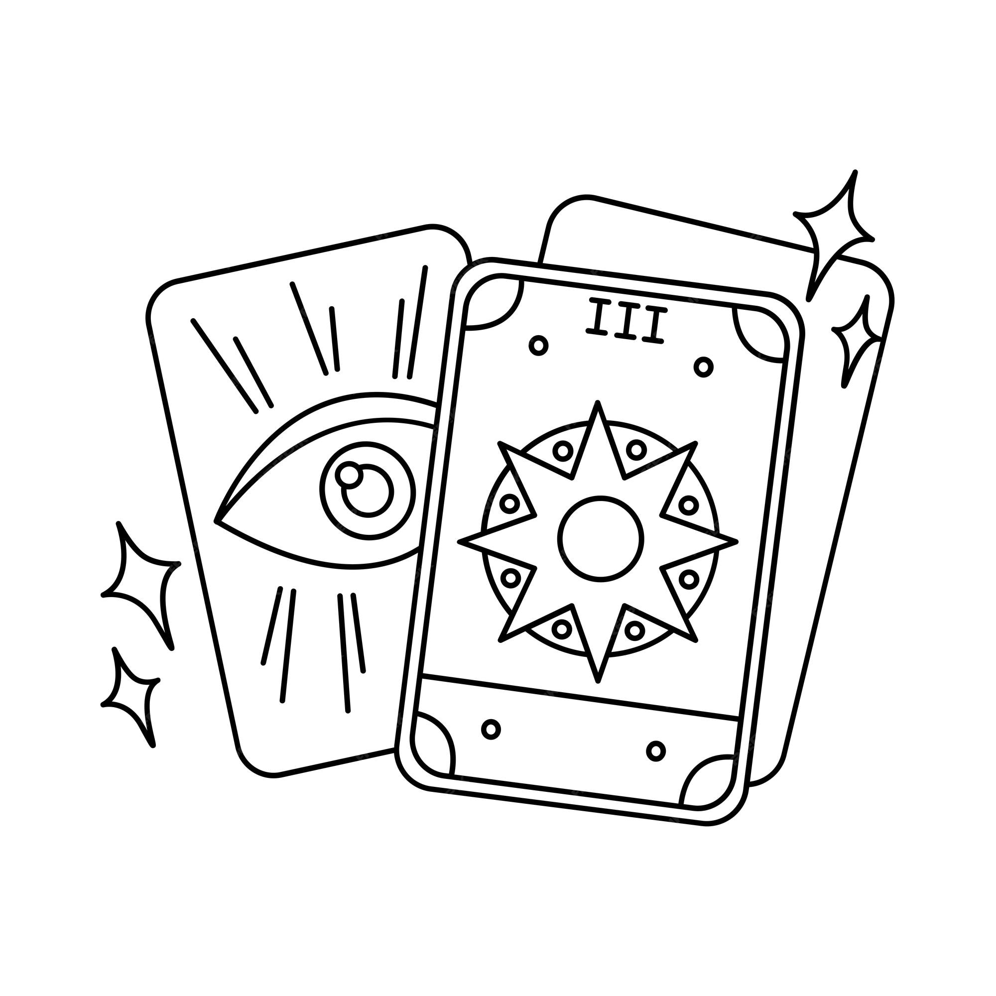Premium vector hand drawn tarot cards kawaii coloring book