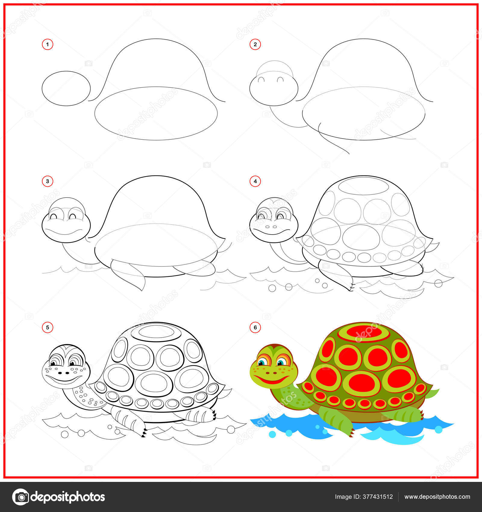 O desenhar tartaruga brinquedo bonito pãgina educacional para crianãas criaãão vetores de stock de nataljacernecka
