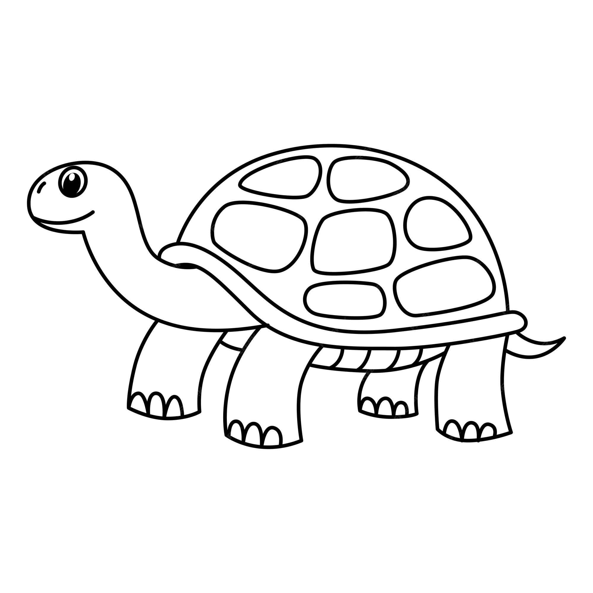 Premium vector cute turtle cartoon coloring page illustration vector for kids coloring book