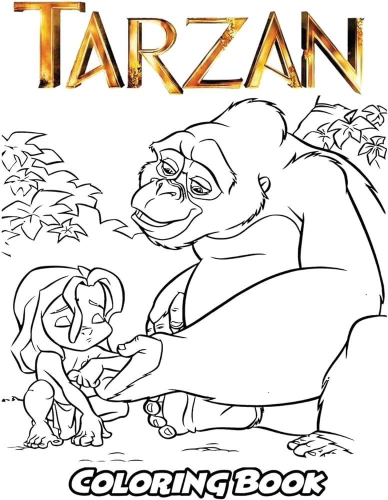 Tarzan coloring book coloring book for kids and adults activity book with fun easy and relaxing coloring pages books