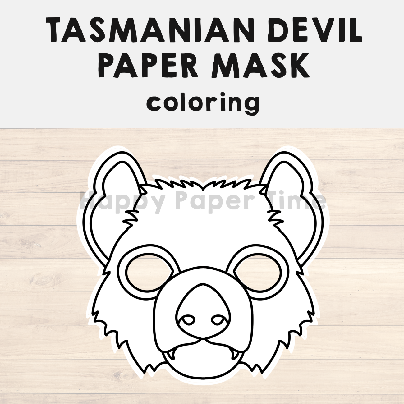 Tasmanian devil paper mask printable coloring craft activity template made by teachers