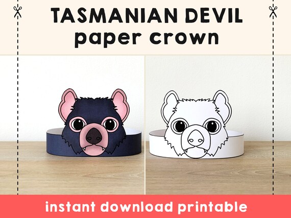 Tasmanian devil paper crown party coloring printable kids