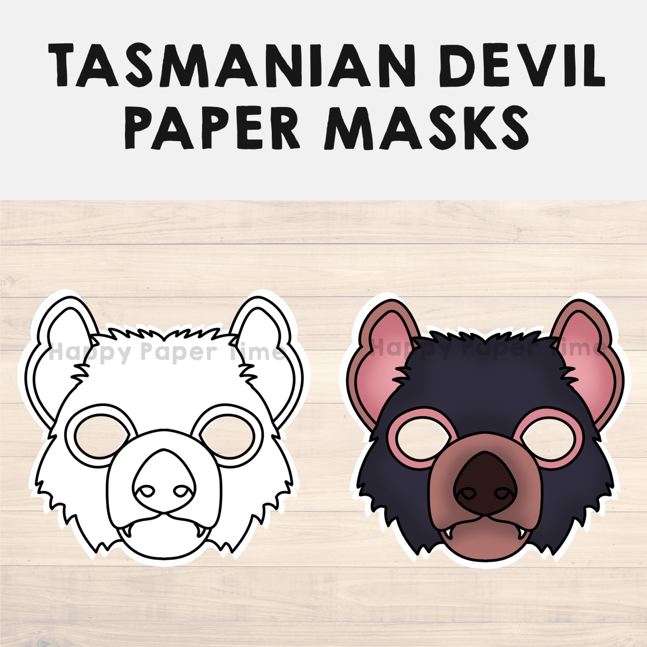 Tasmanian devil paper masks printable coloring craft activity template made by teachers