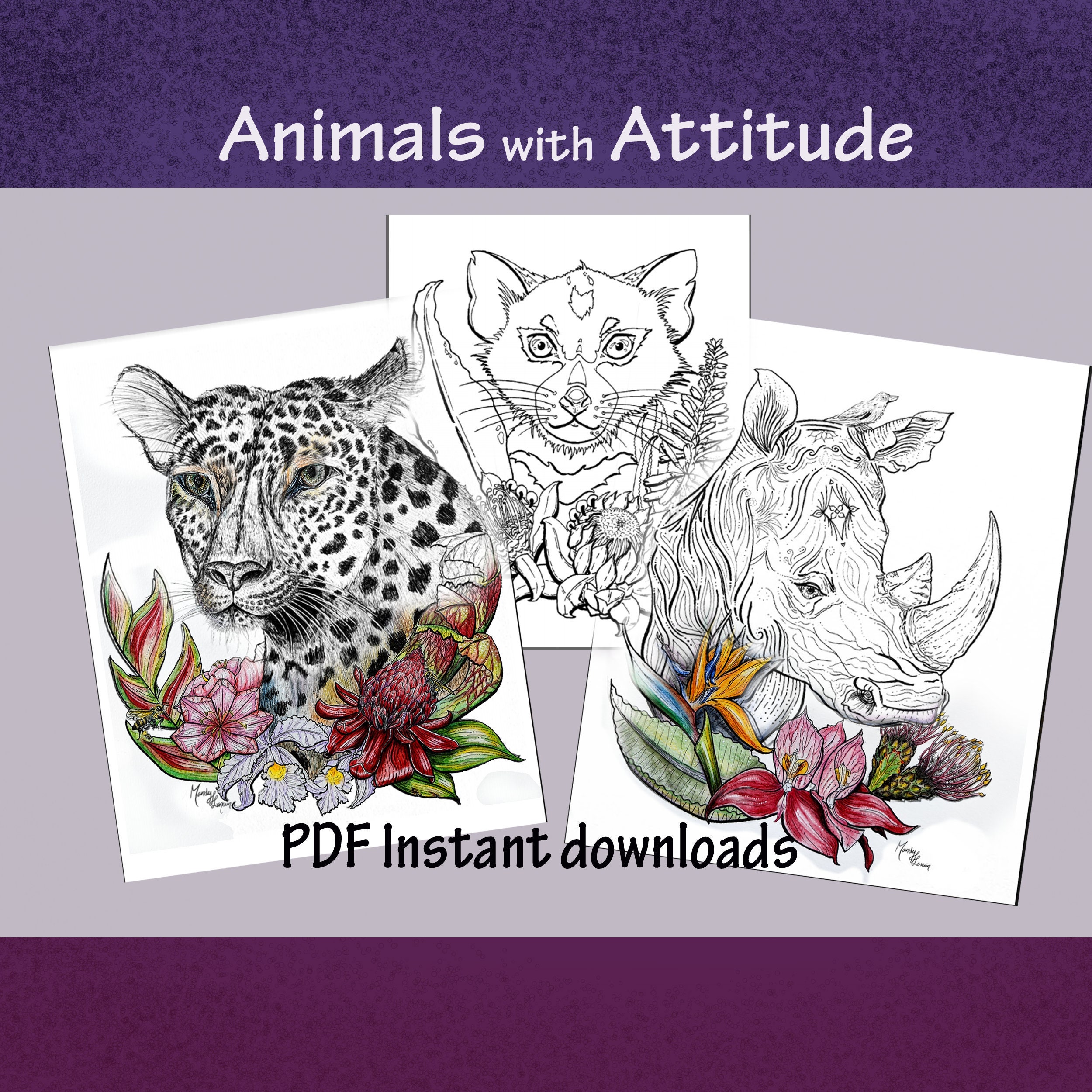 Forest animal coloring pages for adults rhinoceros coloring jaguar coloring sheet tasmanian devil animal coloring book big cat coloring