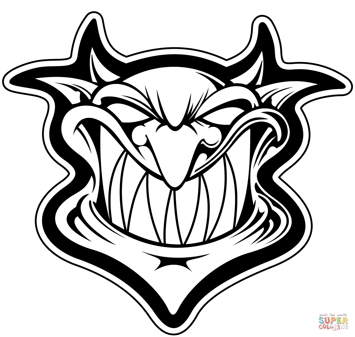 Devil head coloring page free printable coloring pages