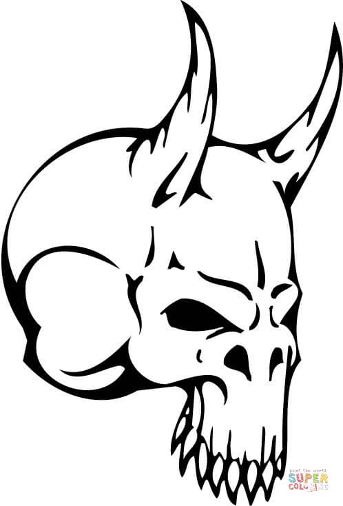 Devil skull coloring page free printable coloring pages