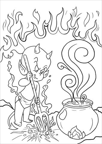 Little devil coloring page free printable coloring pages