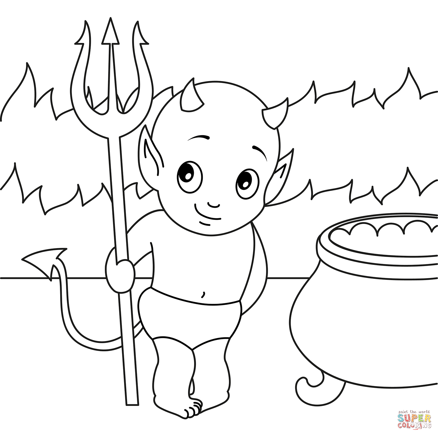 Cute devil coloring page free printable coloring pages