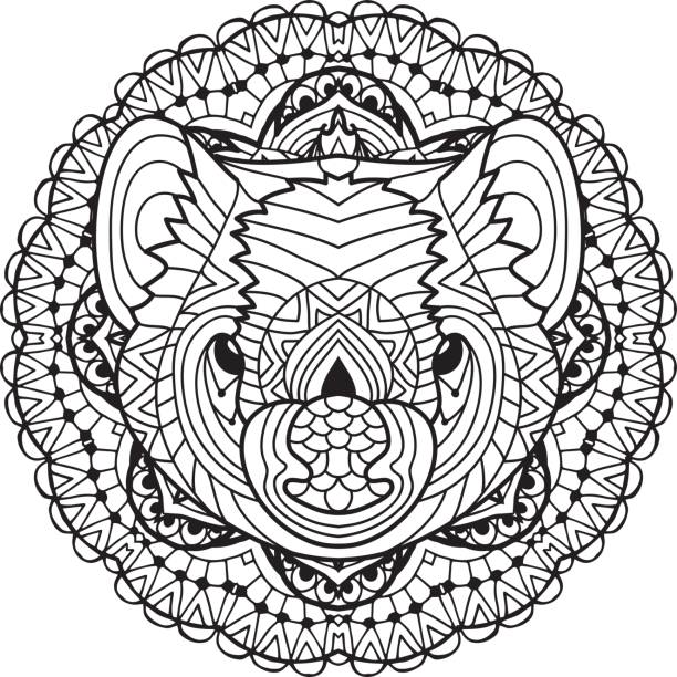 Australian animal the head of a tasmanian devil with patterns stock illustration