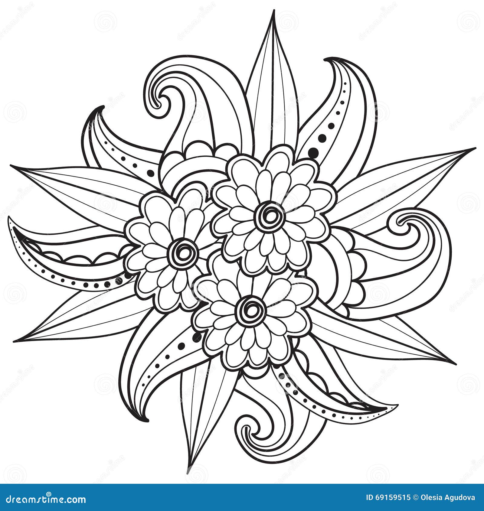 Pages for adult coloring book hand drawn ornamental patterned floral frame in doodle style stock vector