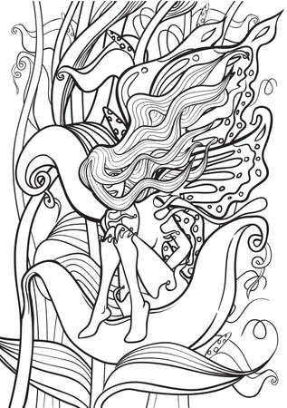 Adult coloring book illustration tattoo set fairy illustration royalty free svg cliparts vectors and stock illustration image