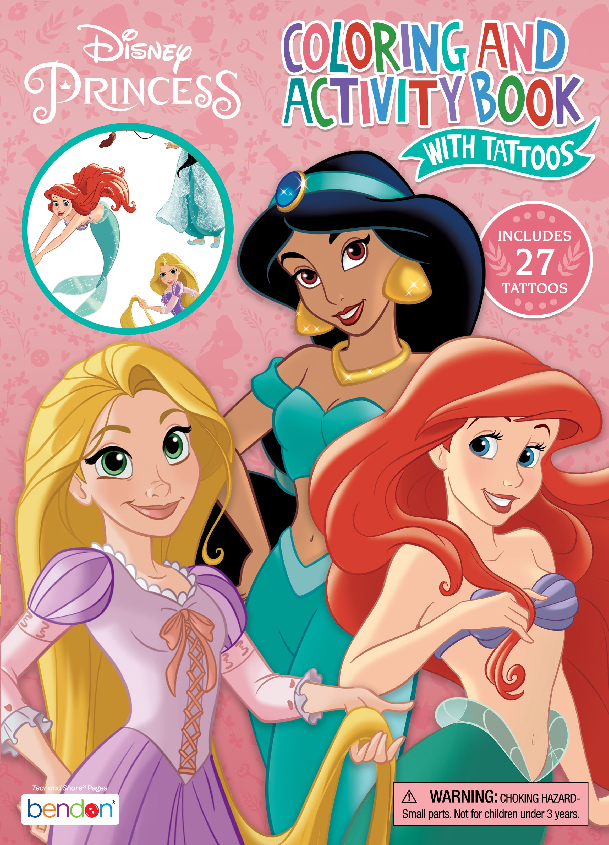 Disney princess page coloring and activity book with tattoos paperback