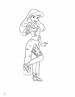 Princess with tattoo coloring book amazing and sexy princesses illustrations for adults stress relief relaxation high