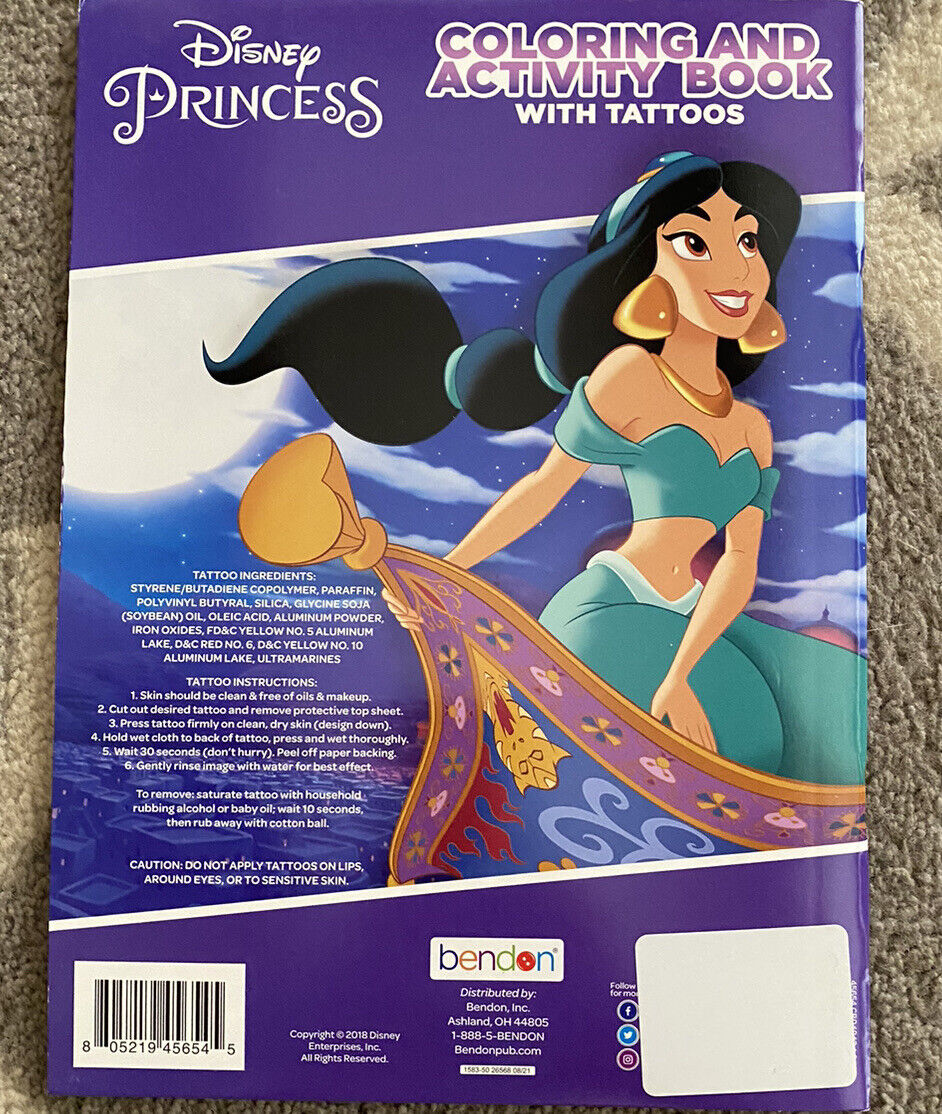 Disney princess coloring and activity book with tattoos