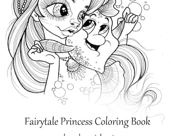 Fairytale princess coloring book for kids adults