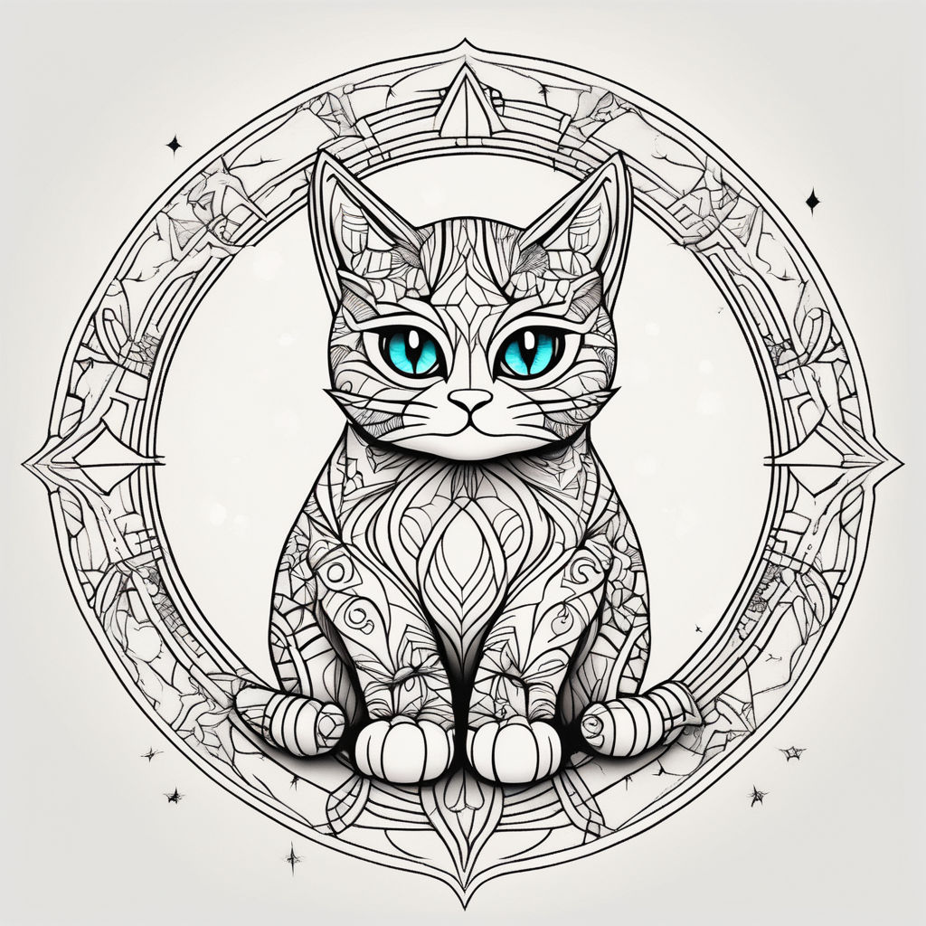 Cat drawing it is a tattoo design and has only the outline of the cat it shows the cats entire body and tail