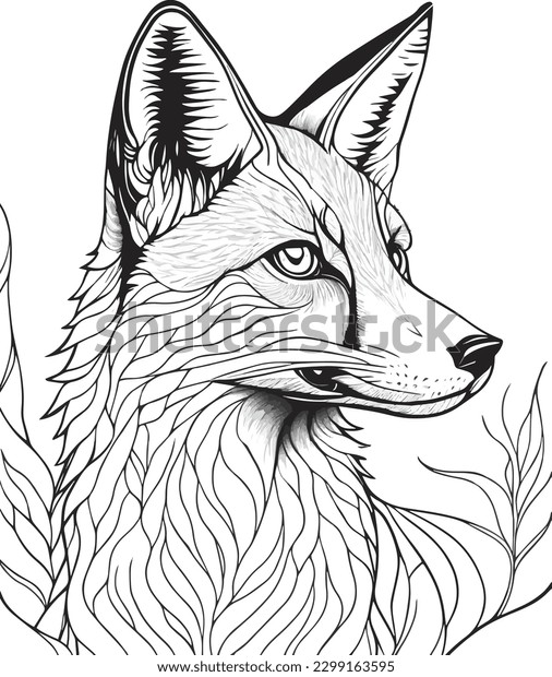 Beautiful fox coloring page adults photo stock vector royalty free
