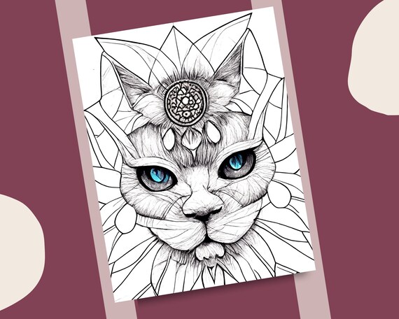 Pãginas para colorear de cabezas de gatos ilustraciones de gatos realistas y libro para colorear imprimible con diseão de mandala regalo para amantes de los gatos