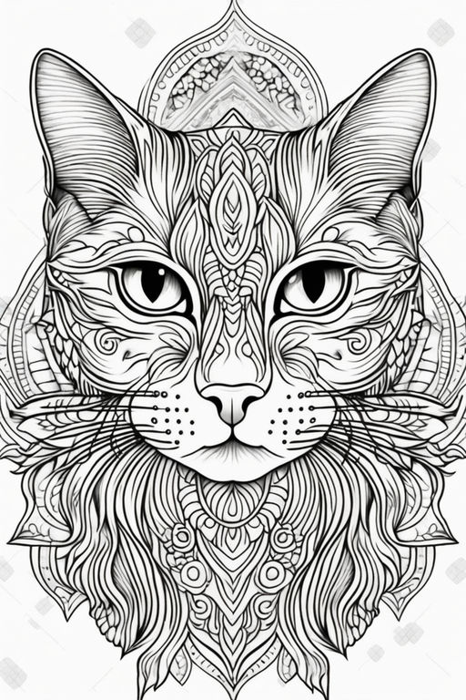 Cat tattoo fully cubism sketch
