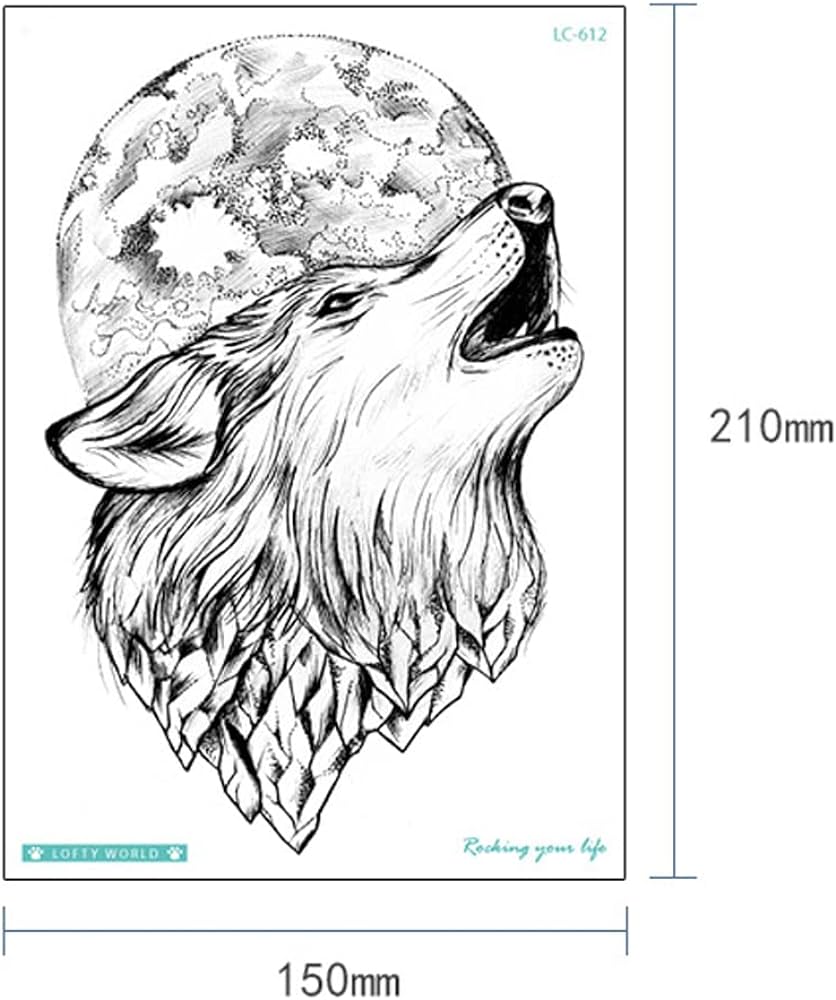 Gwolf hojas de tatuaje de lobo temporal personalidad pegatinas de tatuaje de lobo nueva protecciãn del medio ambiente impermeable flor brazo tatuaje pegatinas realista animal patrãn tatuaje papel belleza