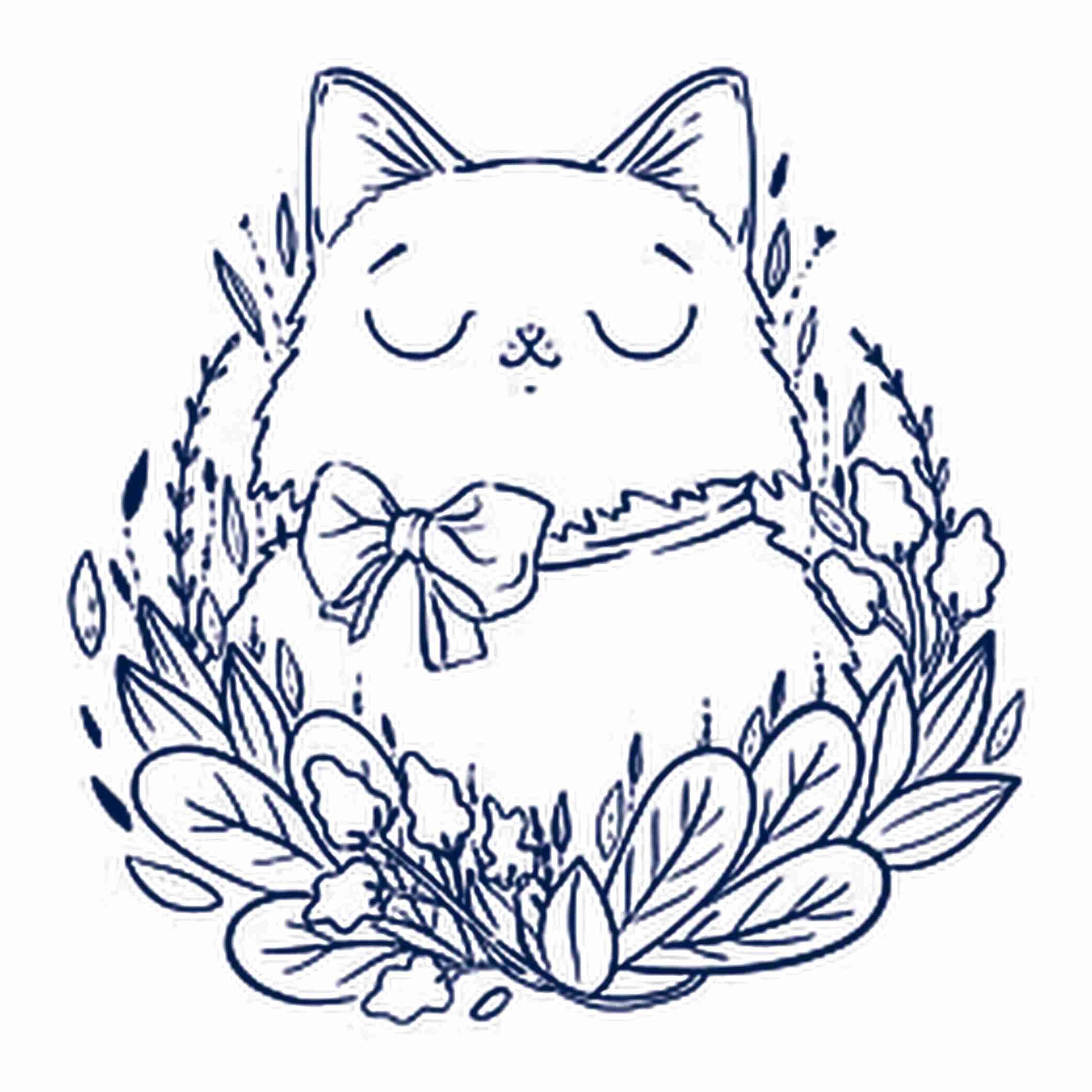 Jugo de dibujos animados de niãos semi permanente tatuajes temporales tinta para adultos hombres colorear con dibujos animados mullido gato flores y arco cerrado ojos azul marino falso realistas pegatinas mujeres