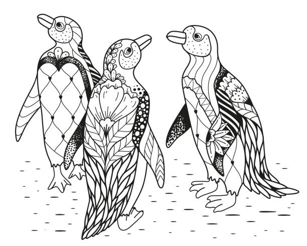 Penguin coloring stock illustrations royalty